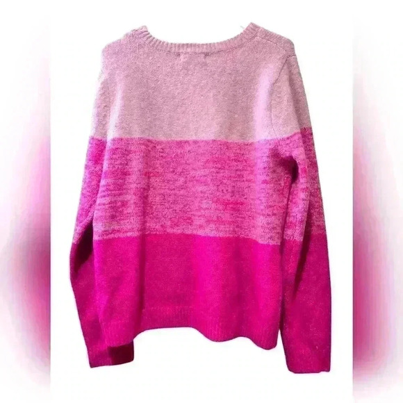 Cupcakes & Cashmere Pink Color Block Sweater Soft Relax Fit Size Large #060 - Picture 2 of 8